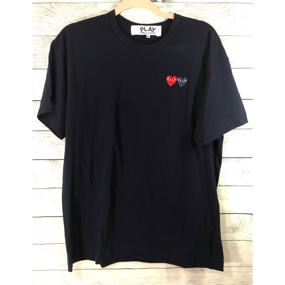 Comme des Garcons PLAY Navy Twin Hearts T-Shirt XL